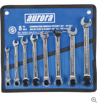 AURORA 8PC COMBINATION METRIC WRENCH SET