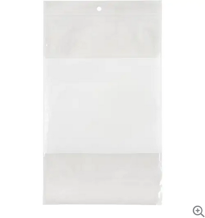 WHITE BLOCK POLY BAG 9X6 2MIL 100/BG