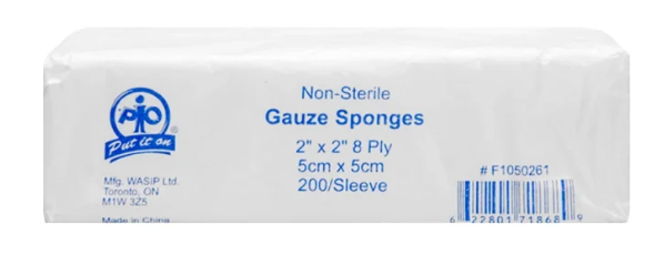 GAUZE SPONGES 8PLY, 5 X 5CM 200/BG