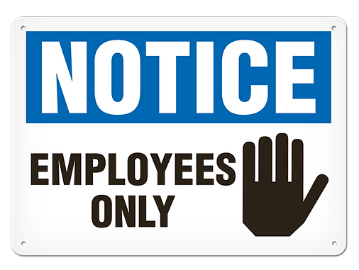 SIGN 10X14 NOTICE EMP ONY PLSTC