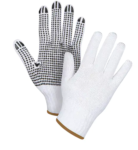 GLOVE COTTON POLY DOTTED ONE SIDE LARGE 12/PACK