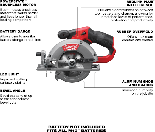 M12 FUEL CIRC SAW 5-3/8" (BARE TOOL)