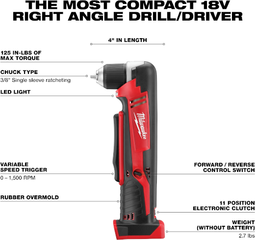 M18 RIGHT ANGLE DRILL 3/8"