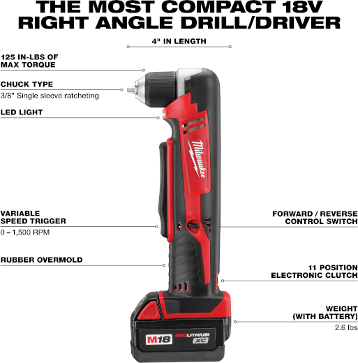 M18 3/8 RIGHT ANGLE DRILL KIT W/XC BATTERY