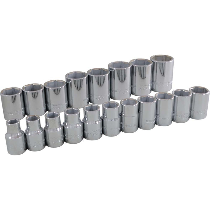 SOCKET SET MET 1/2" DR. 6 PT. 19 PC