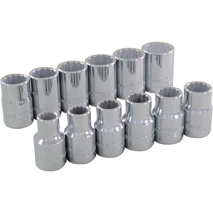 SOCKET SET MET 1/2" DR. 12 PT. 12 P