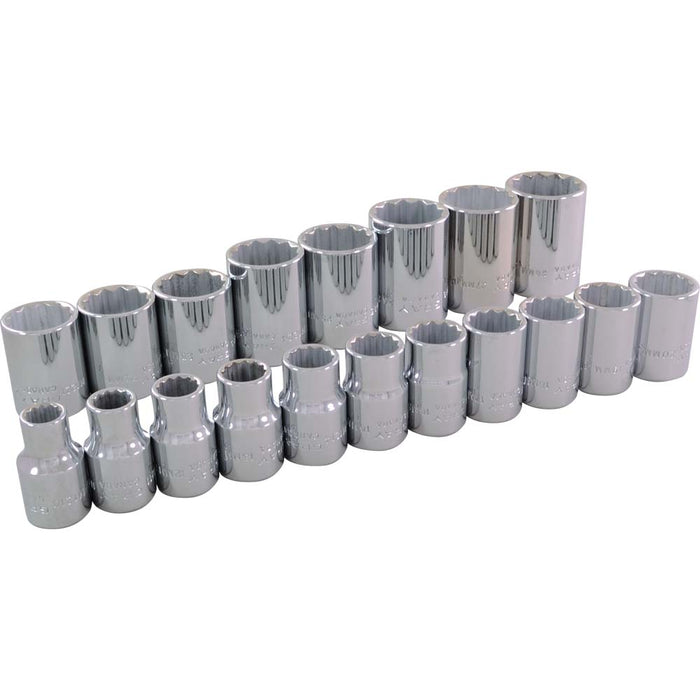 SOCKET SET MET 1/2" DR. 12 PT. 19 P
