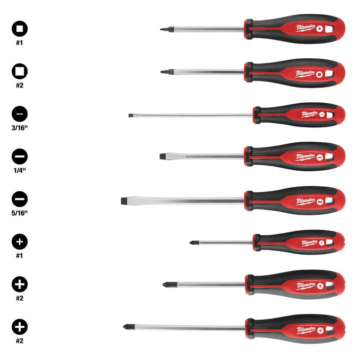 8 PIECE SCREWDRIVER SET W SQUARE DRIVE