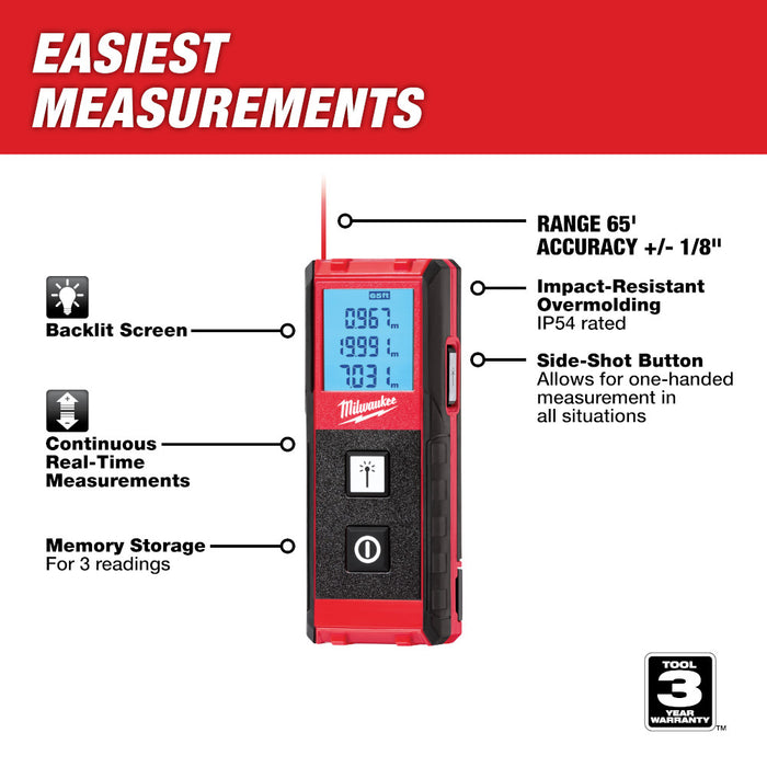 MILWAUKEE 65' LASER DIT MEASURER