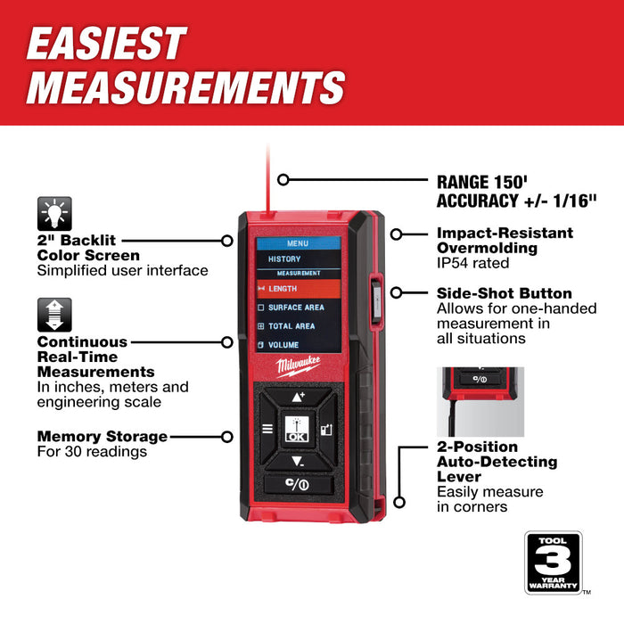 MILWAUKEE 150' LASER DIST MEASURER