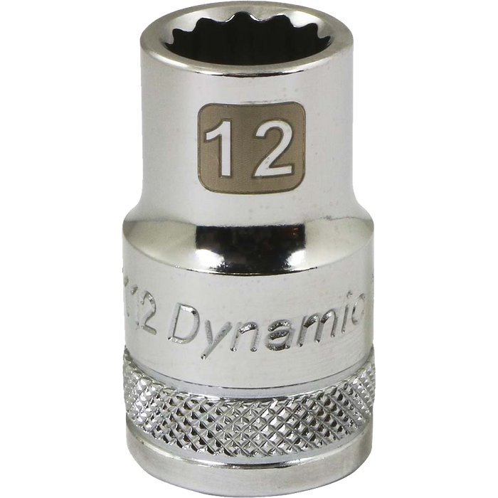 DYNAMIC  1/2" DRIVE 12 POINT METRIC SOCKET - CHROME