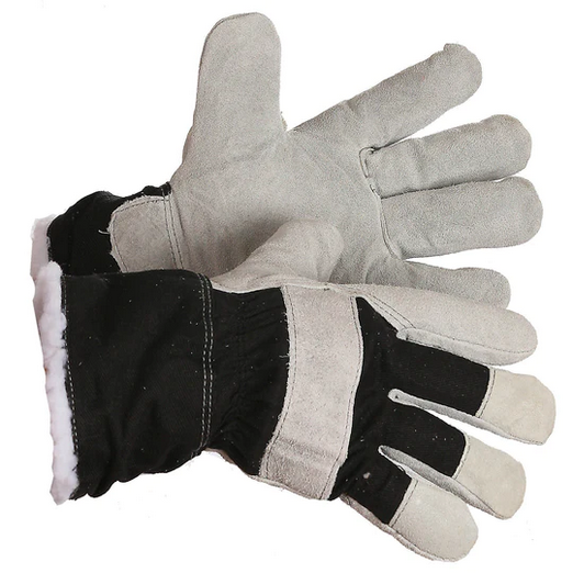 GLOVE SPLT LEATH WINTER PILE LINED- RED