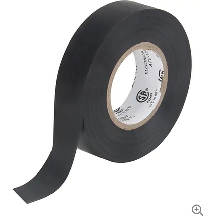 Electrical Tape, 19 mm (3/4") x 18 M (60'), Black, 7 mils