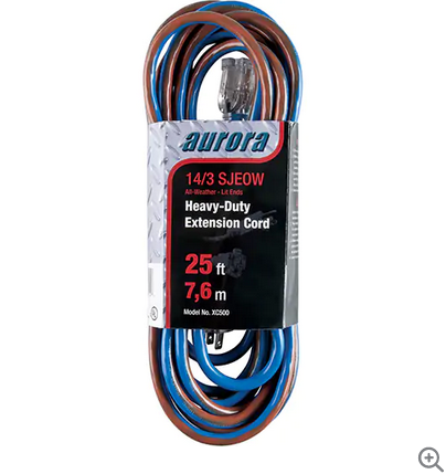 25' EXTENSION CORD WITH LIGHT INDICATOR
