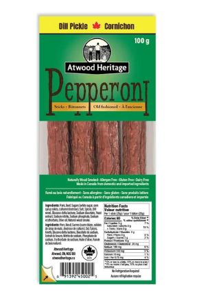 Atwood Heritage Meats Dill Pickle Pepperoni Sticks 4 Pack