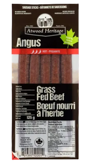 Atwood Heritage Meats Hot Angus Beef Sausage Sticks 5 Pack