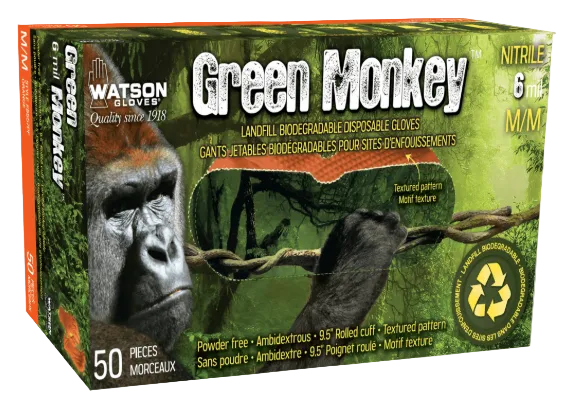 Green Monkey Orange Nitrile 6mil Gloves - Large