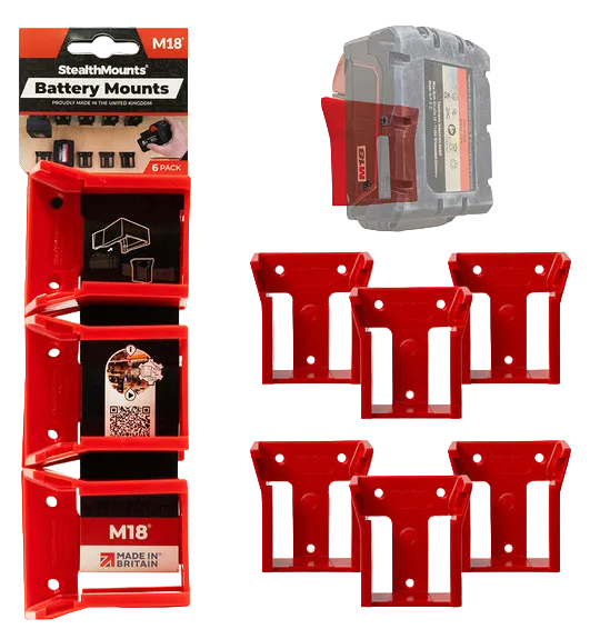 Milwaukee M18 Battery Mounts - 6 Pack