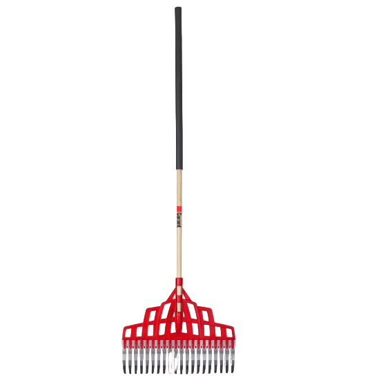 Metal Tine, Poly Rake with Long Handle Comfort Grip