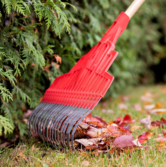 Metal Tine, Poly Rake with Long Handle Comfort Grip