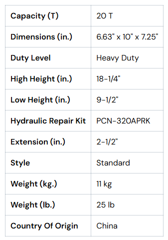 20T Hydraulic Bottle Jack HD