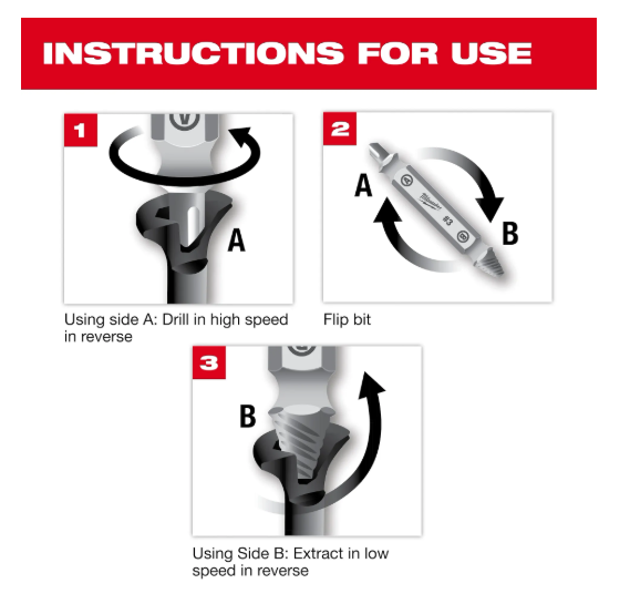 Milwaukee 4 Piece M2 Steel Screw Extractor Set